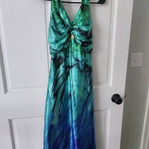 Cavalli green and blue evening dress